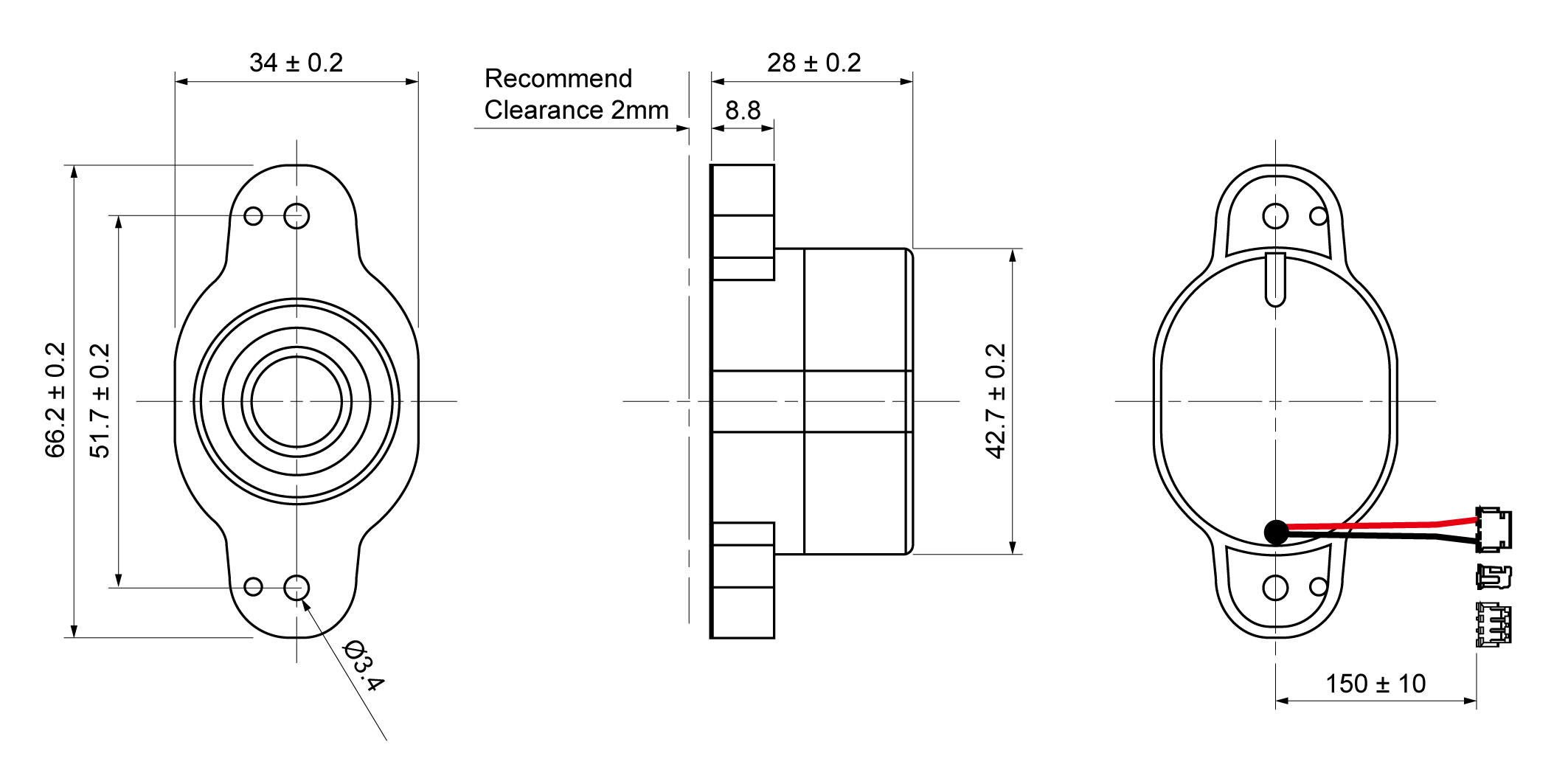 OSS44-4234-28A3.0W4-C Mechanical Drawing